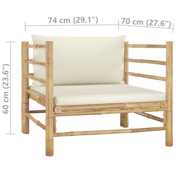 Divano Da Giardino Con Cuscini Bianco Crema In Bambù - Image 6