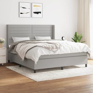 Giroletto A Molle Con Materasso Grigio Chiaro160x200 Cm Tessuto