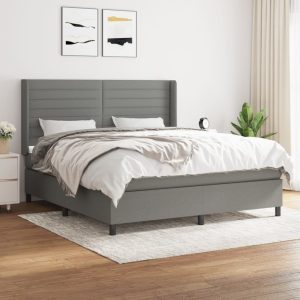 Giroletto A Molle Con Materasso Grigio Scuro 160x200 Cm Tessuto