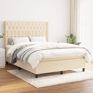 Giroletto A Molle Con Materasso Crema 140x200 Cm In Tessuto
