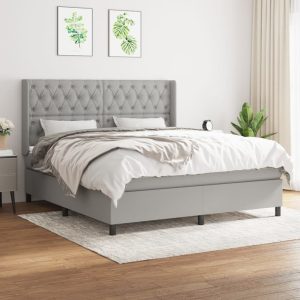 Giroletto A Molle Con Materasso Grigio Chiaro160x200 Cm Tessuto