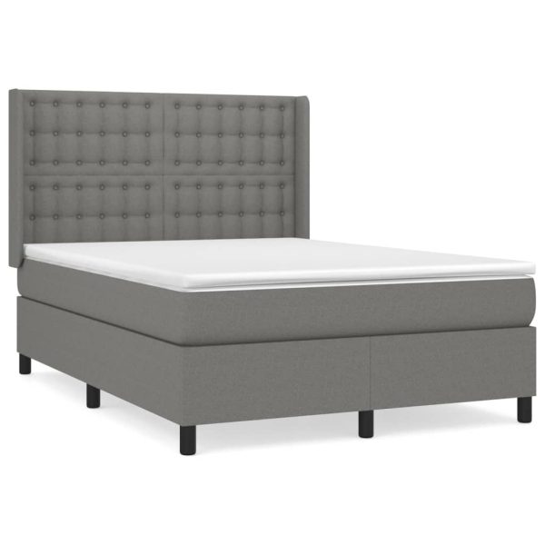 Giroletto A Molle Con Materasso Grigio Scuro 140x200cm Tessuto - Image 2