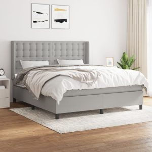 Giroletto A Molle Con Materasso Grigio Chiaro160x200 Cm Tessuto