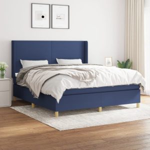 Giroletto A Molle Con Materasso Blu 160x200 Cm In Tessuto