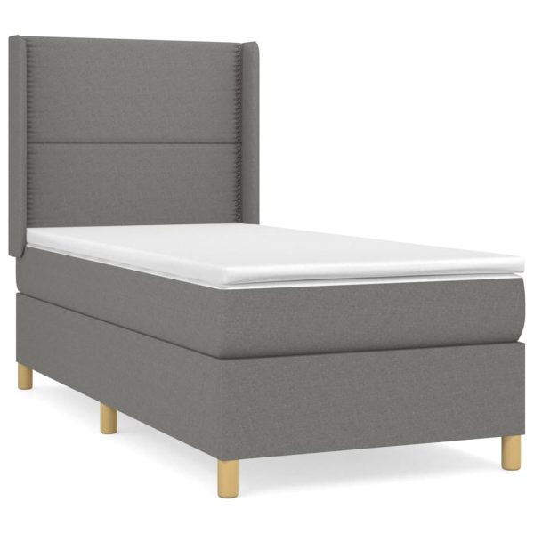 Giroletto A Molle Con Materasso Grigio Scuro 90x190 Cm Tessuto - Image 2