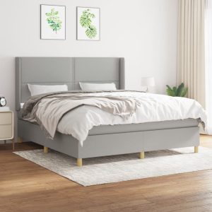Giroletto A Molle Con Materasso Grigio Chiaro160x200 Cm Tessuto