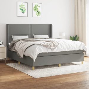 Giroletto A Molle Con Materasso Grigio Scuro 160x200 Cm Tessuto