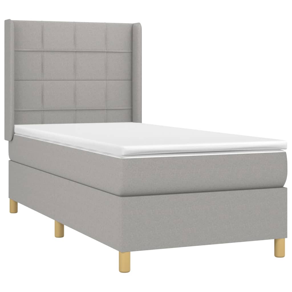 Giroletto A Molle Con Materasso Grigio Chiaro 80x200 Cm Tessuto - Image 3