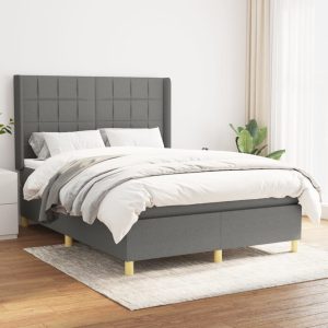 Giroletto A Molle Con Materasso Grigio Scuro 140x200cm Tessuto