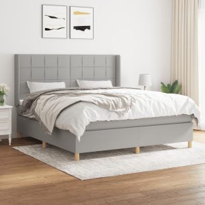 Giroletto A Molle Con Materasso Grigio Chiaro160x200 Cm Tessuto