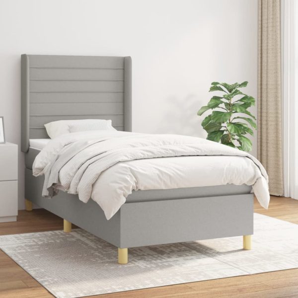 Giroletto A Molle Con Materasso Grigio Chiaro 80x200 Cm Tessuto