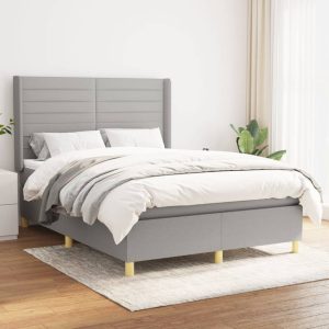 Giroletto A Molle Con Materasso Grigio Chiaro 140x190cm Tessuto