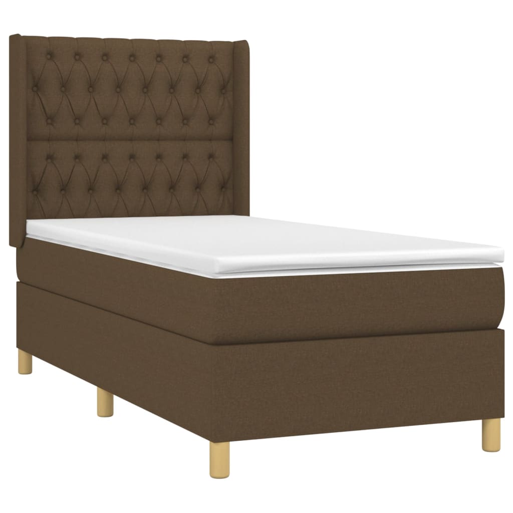 Giroletto A Molle Con Materasso Marrone Scuro 90x200 Cm Tessuto - Image 3