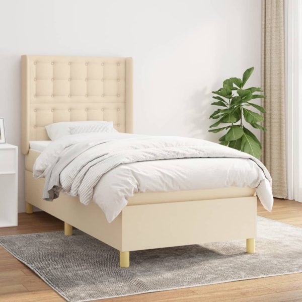 Giroletto A Molle Con Materasso Crema 100x200 Cm In Tessuto