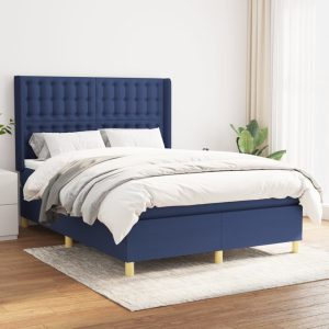 Giroletto A Molle Con Materasso Blu 140x200 Cm In Tessuto