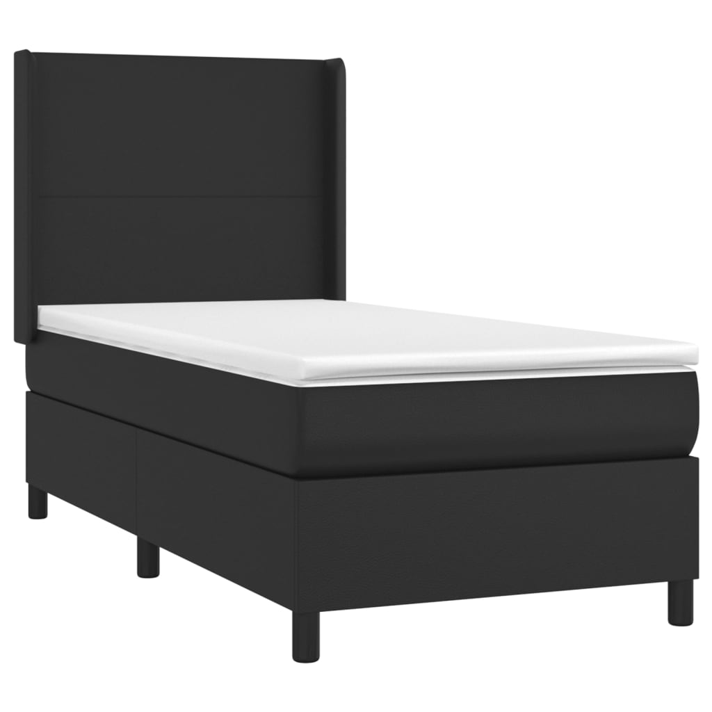 Giroletto A Molle Con Materasso Nero 100x200 Cm In Similpelle - Image 3