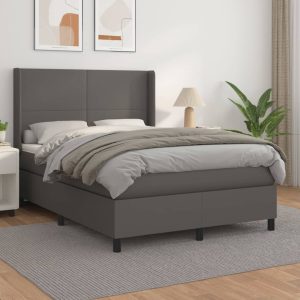 Giroletto A Molle Con Materasso Grigio 140x200 Cm In Similpelle