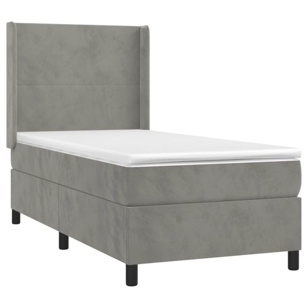 Giroletto A Molle Con Materasso Grigio Chiaro 90x200 Cm Velluto - Image 3