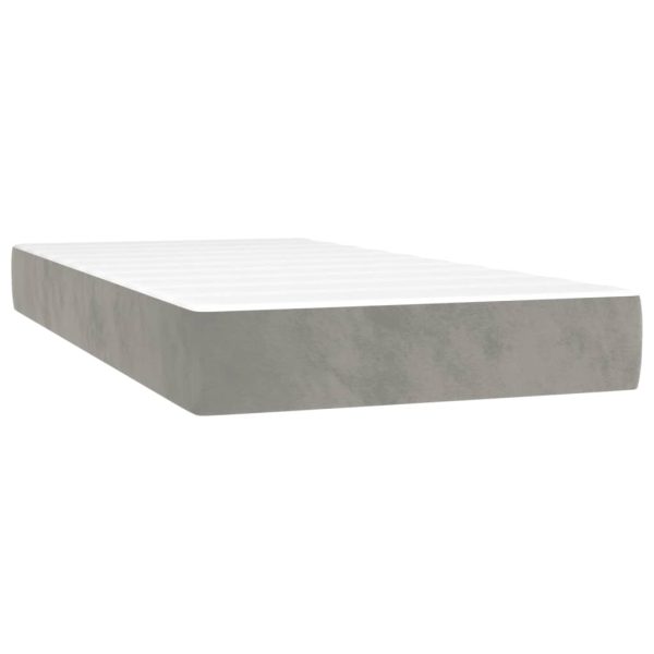 Giroletto A Molle Con Materasso Grigio Chiaro 90x200 Cm Velluto - Image 5