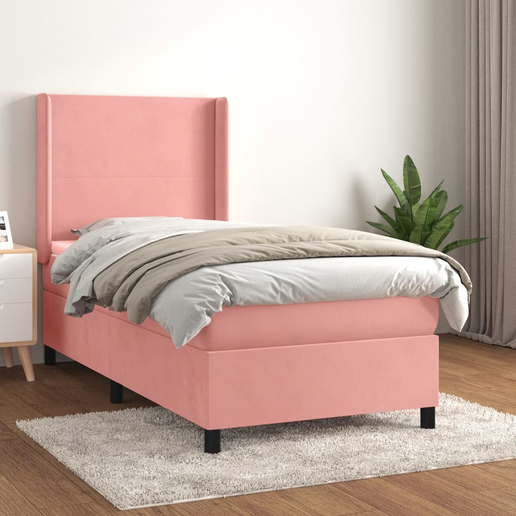 Giroletto A Molle Con Materasso Rosa 90x200 Cm In Velluto