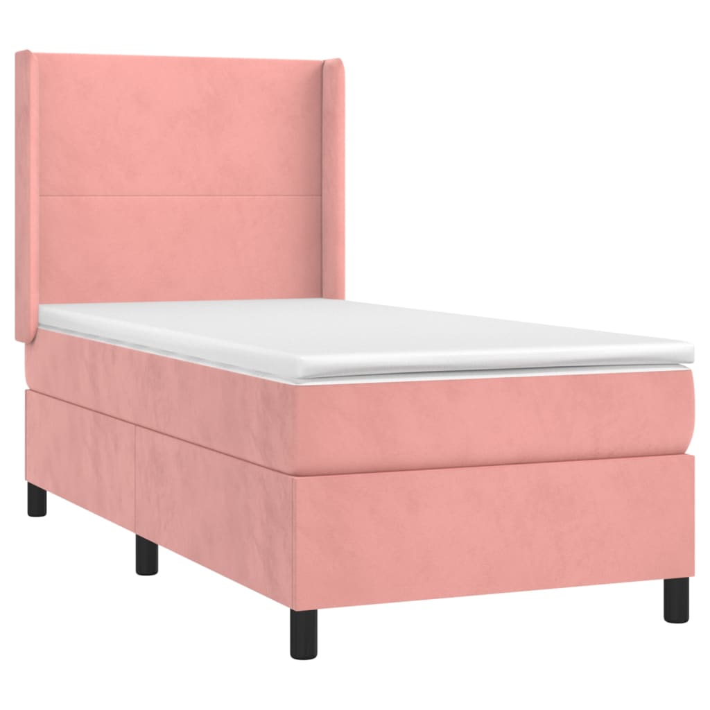 Giroletto A Molle Con Materasso Rosa 90x200 Cm In Velluto - Image 3