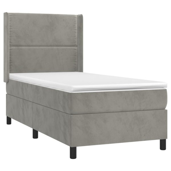Giroletto A Molle Con Materasso Grigio Chiaro 80x200 Cm Velluto - Image 3