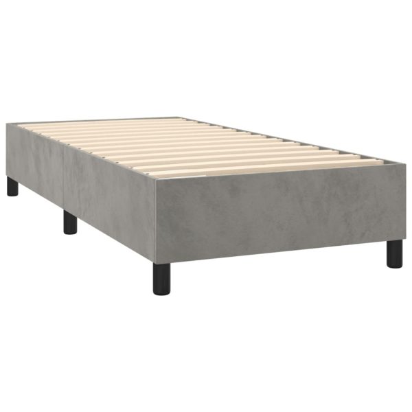 Giroletto A Molle Con Materasso Grigio Chiaro 80x200 Cm Velluto - Image 4