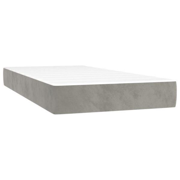 Giroletto A Molle Con Materasso Grigio Chiaro 80x200 Cm Velluto - Image 5