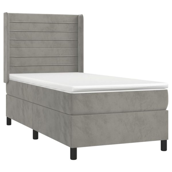 Giroletto A Molle Con Materasso Grigio Chiaro 100x200cm Velluto - Image 3