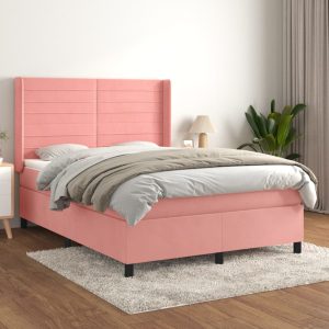 Giroletto A Molle Con Materasso Rosa 140x190 Cm In Velluto