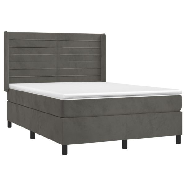 Giroletto A Molle Con Materasso Grigio Scuro 140x200 Cm Velluto - Image 3