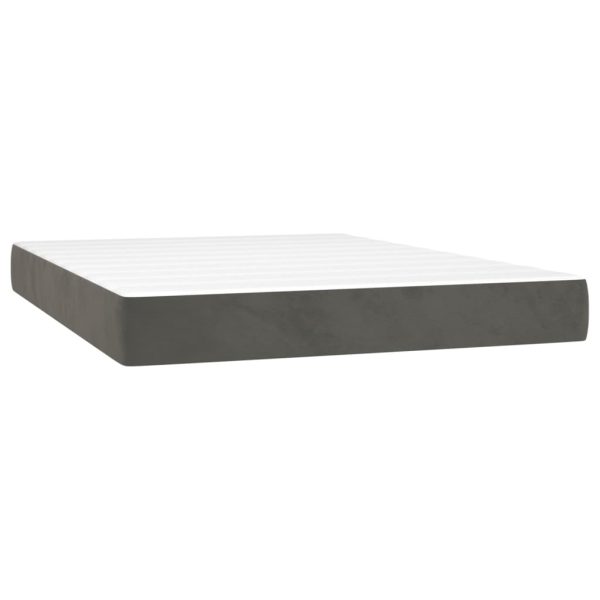 Giroletto A Molle Con Materasso Grigio Scuro 140x200 Cm Velluto - Image 5