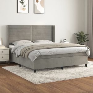 Giroletto A Molle Con Materasso Grigio Chiaro 160x200cm Velluto