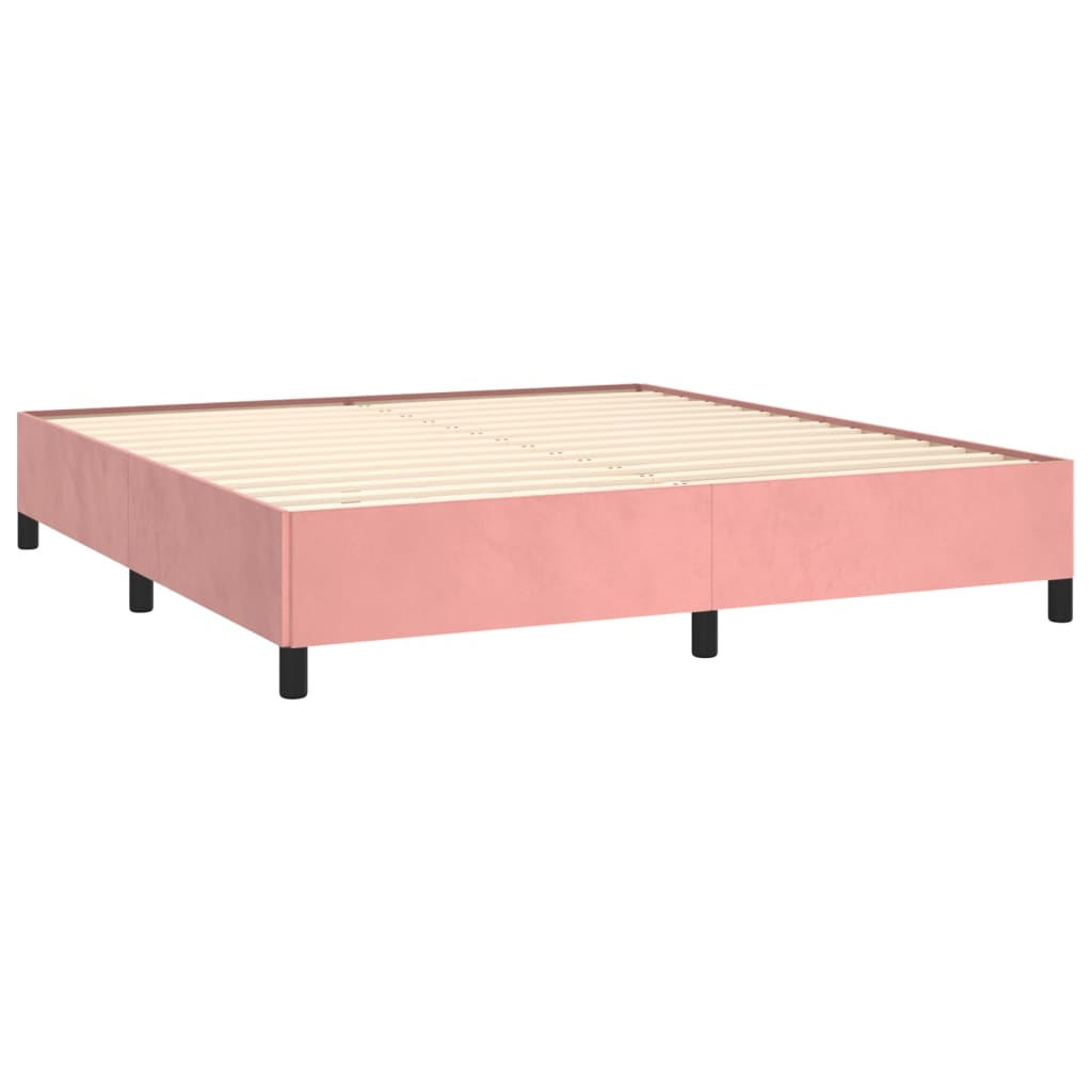 Giroletto A Molle Con Materasso Rosa 180x200 Cm In Velluto - Image 4