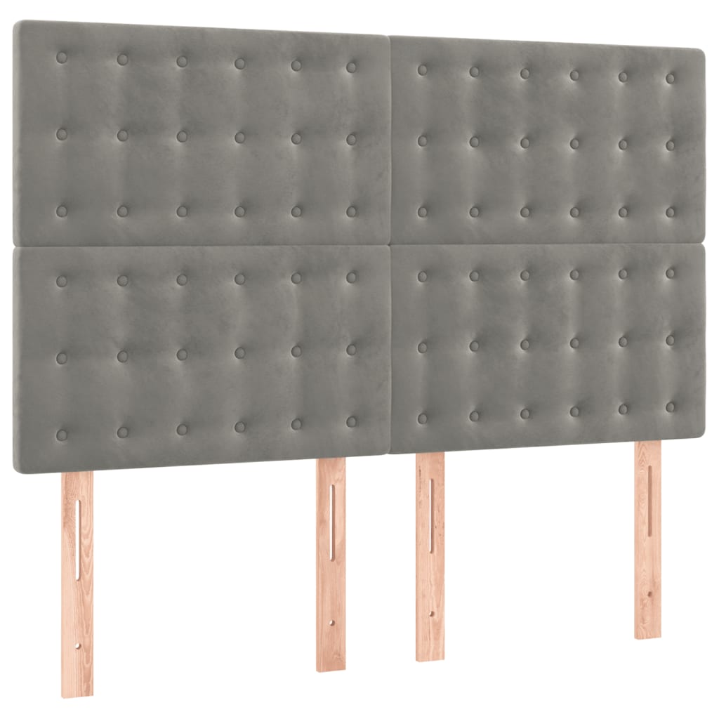 Giroletto A Molle Con Materasso Grigio Chiaro 140x200cm Velluto - Image 6