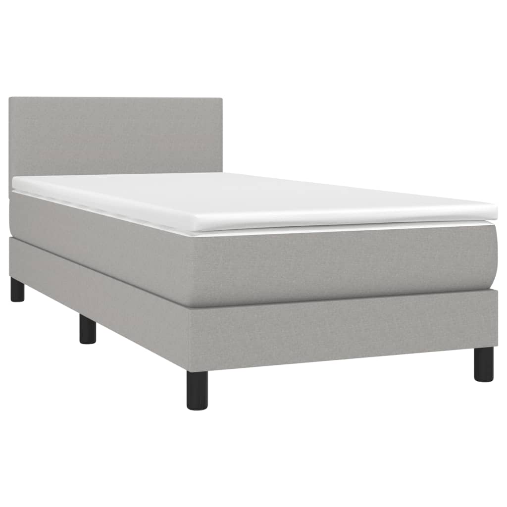 Letto A Molle Materasso E Led Grigio Chiaro 80x200 Cm Tessuto - Image 3