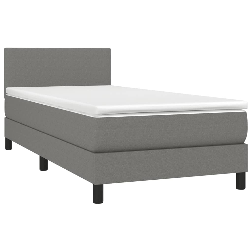 Letto A Molle Materasso E Led Grigio Scuro 90x190 Cm In Tessuto - Image 3