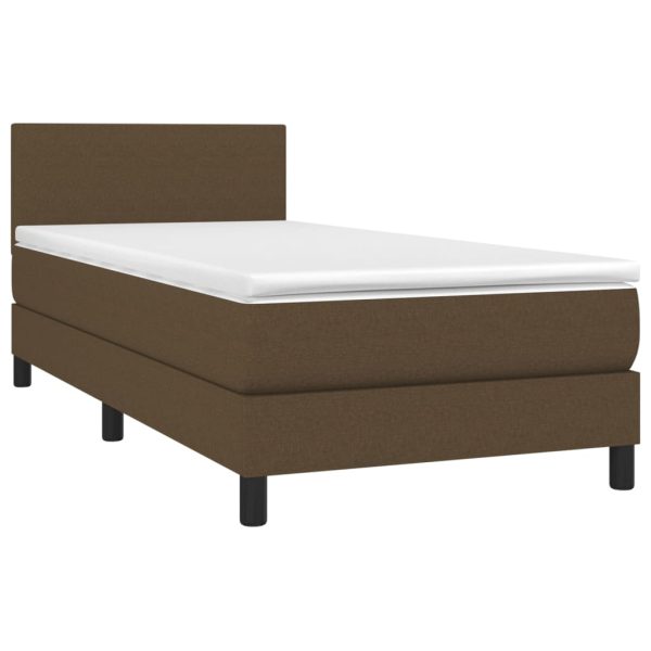 Letto A Molle Materasso E Led Marrone Scuro 90x190cm In Tessuto - Image 3