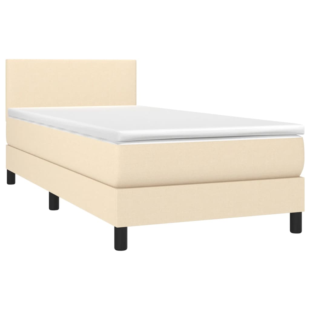 Letto A Molle Con Materasso E Led Crema 90x190 Cm In Tessuto - Image 3