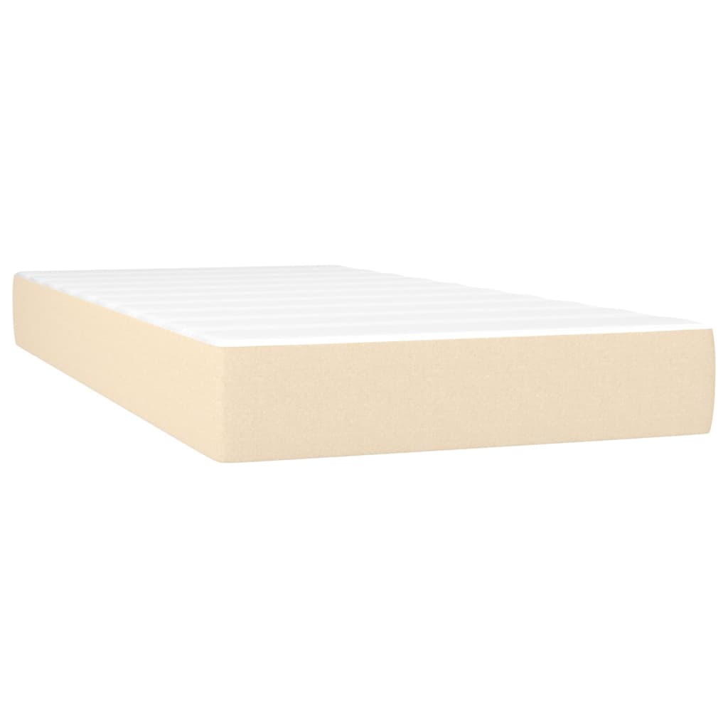 Letto A Molle Con Materasso E Led Crema 90x190 Cm In Tessuto - Image 6