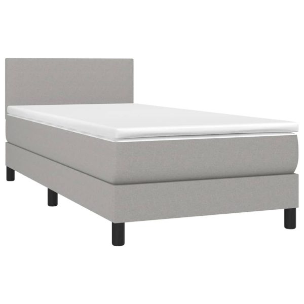 Letto A Molle Materasso E Led Grigio Chiaro 100x200 Cm Tessuto - Image 3