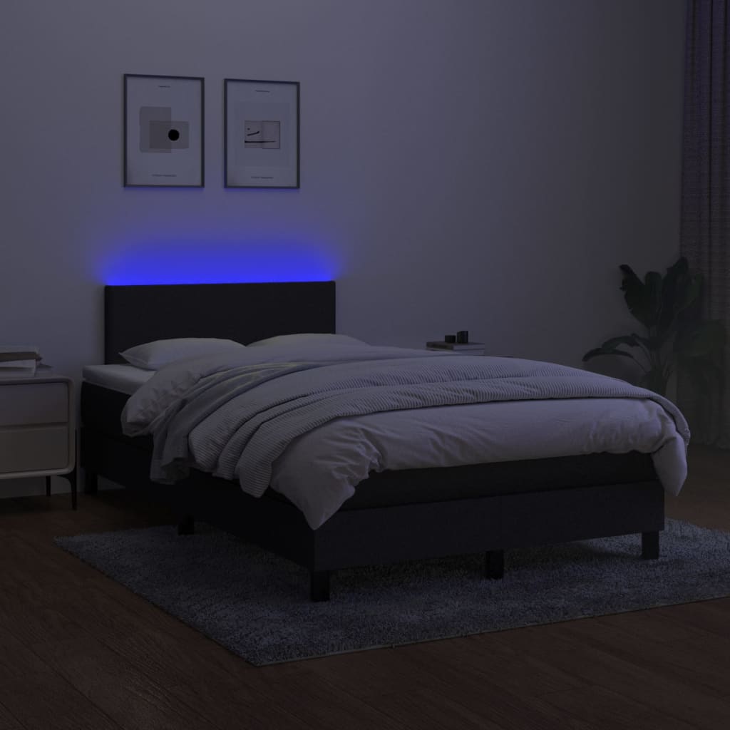Letto A Molle Con Materasso E Led Nero 120x200cm In Tessuto - Image 4