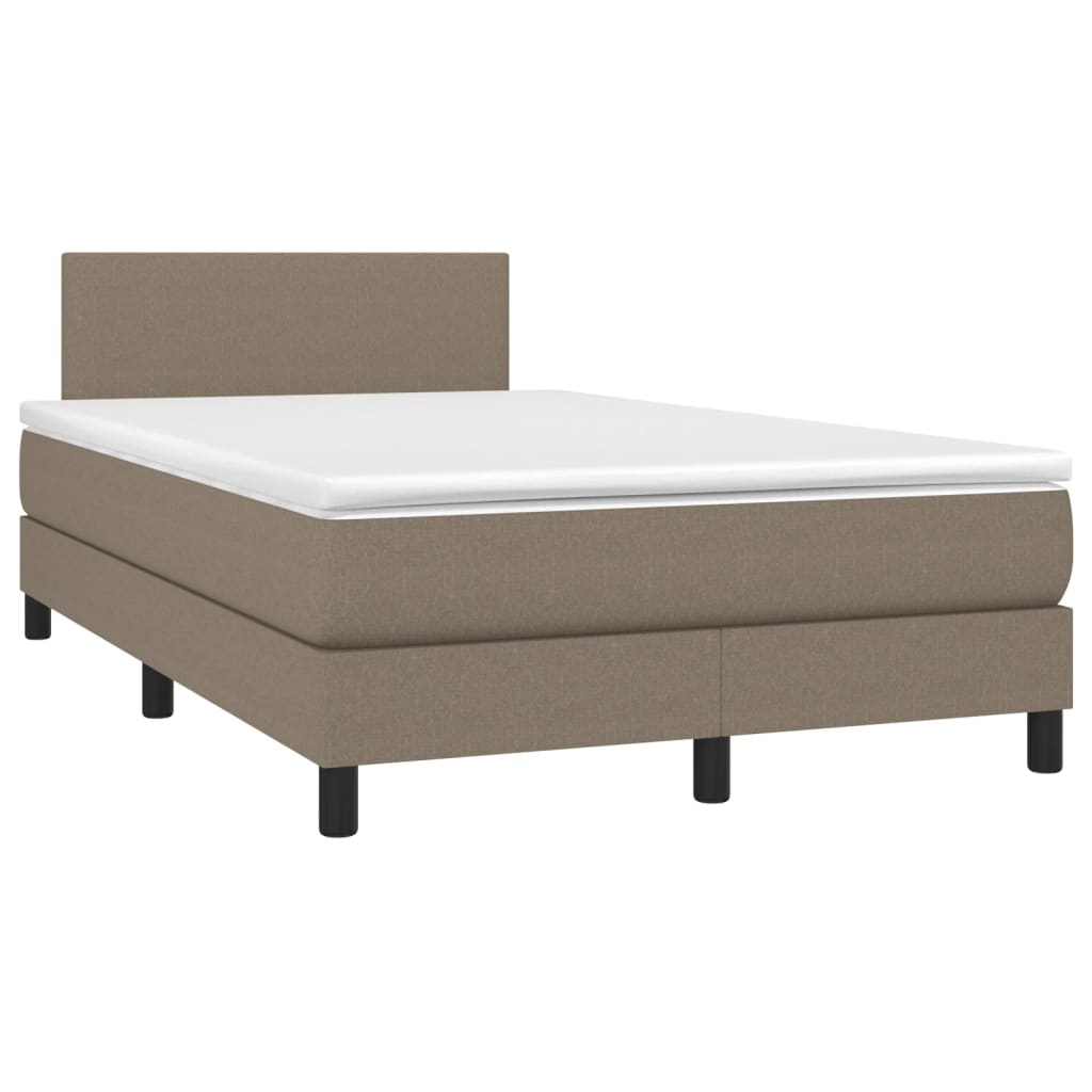 Letto A Molle Con Materasso E Led Tortora 120x200cm In Tessuto - Image 3