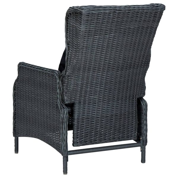 Sedia Da Giardino Reclinabile E Cuscino Polyrattan Grigio Scuro - Image 4