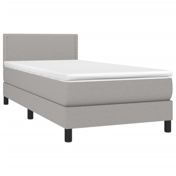 Letto A Molle Materasso E Led Grigio Chiaro 80x200 Cm Tessuto - Image 3
