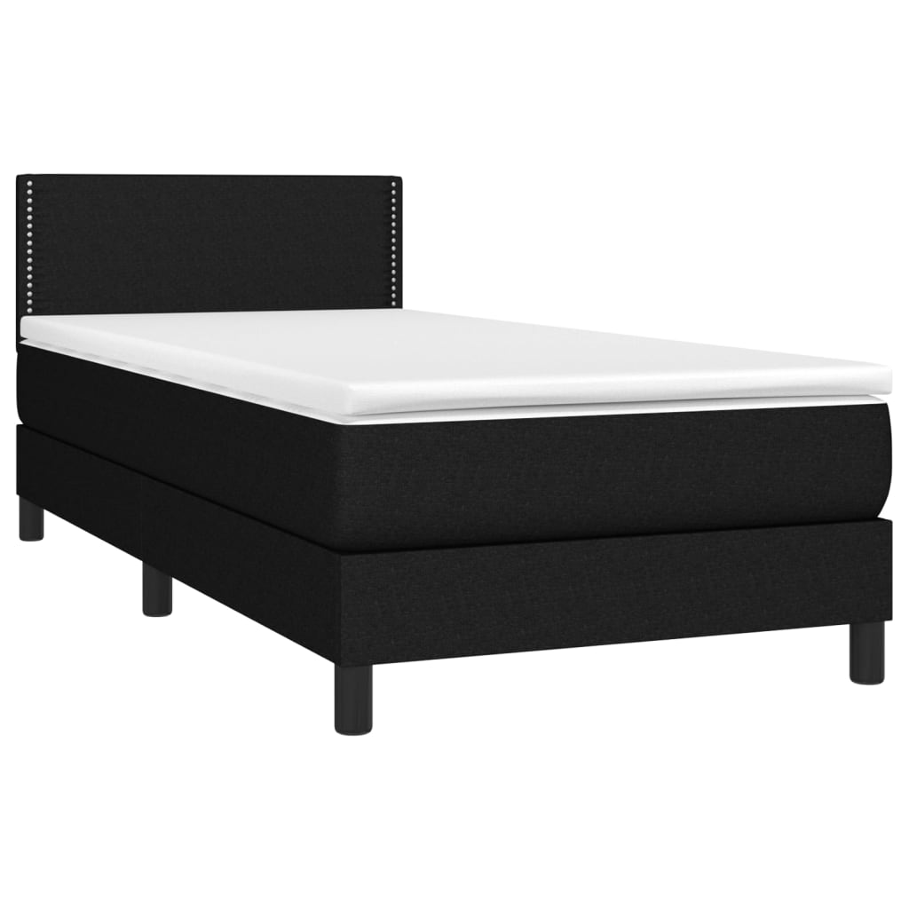 Letto A Molle Con Materasso E Led Nero 80x200 Cm In Tessuto - Image 3