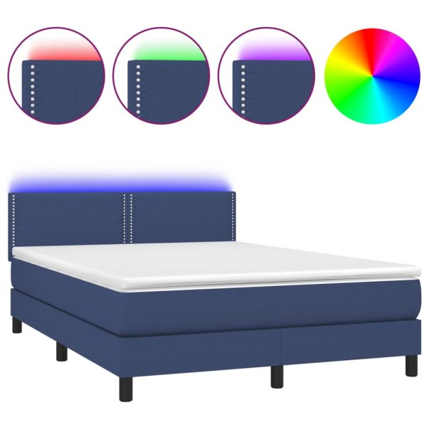 Letto A Molle Con Materasso E Led Blu 140x200 Cm In Tessuto - Image 2