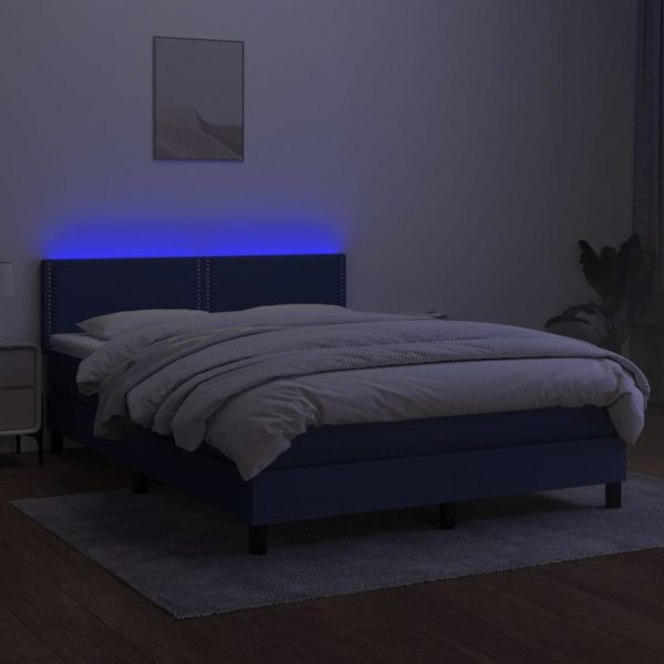 Letto A Molle Con Materasso E Led Blu 140x200 Cm In Tessuto - Image 4