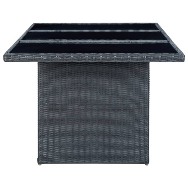 Tavolino Da Giardino Grigio Scuro Polyrattan E Vetro Temperato - Image 3