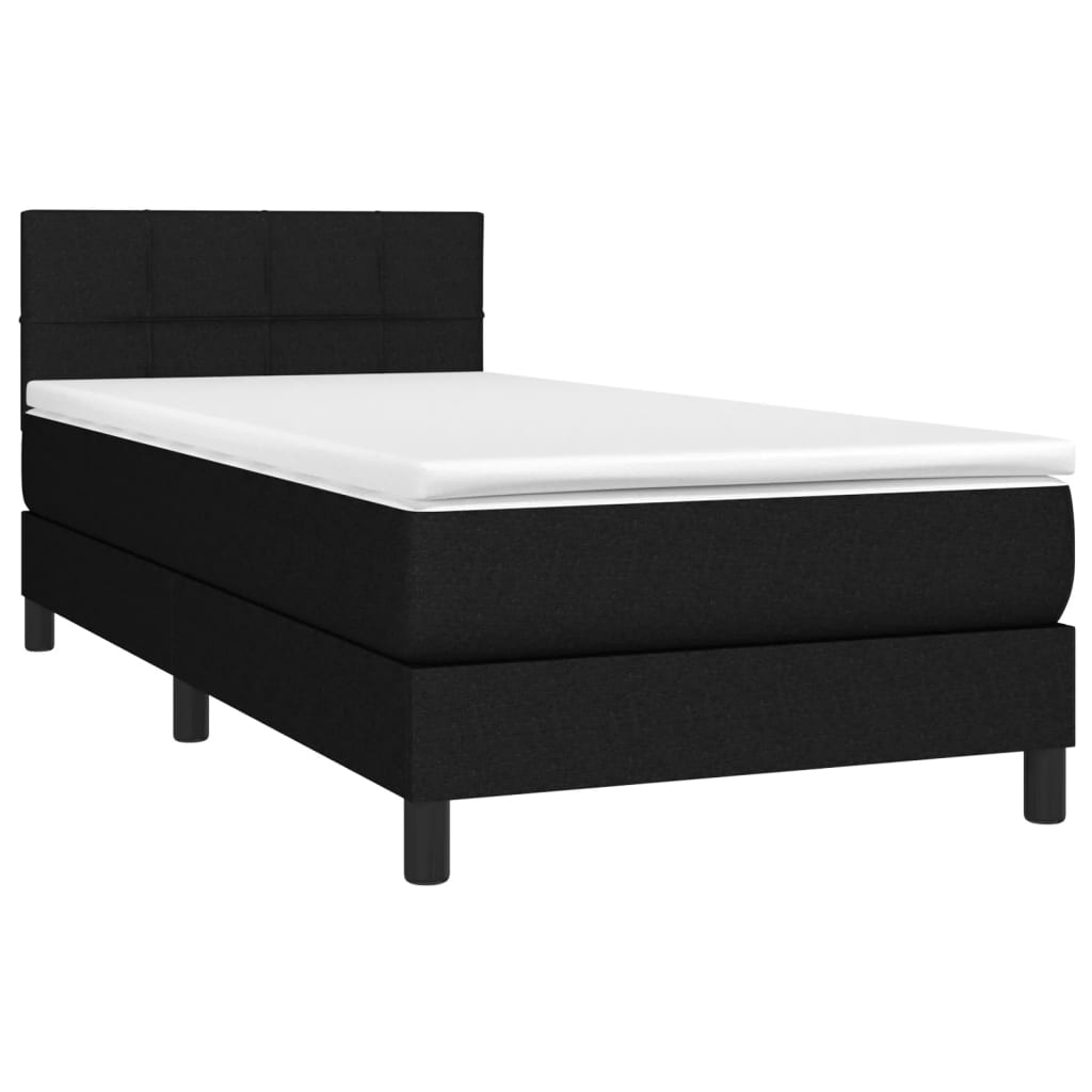 Letto A Molle Con Materasso E Led Nero 80x200 Cm In Tessuto - Image 3